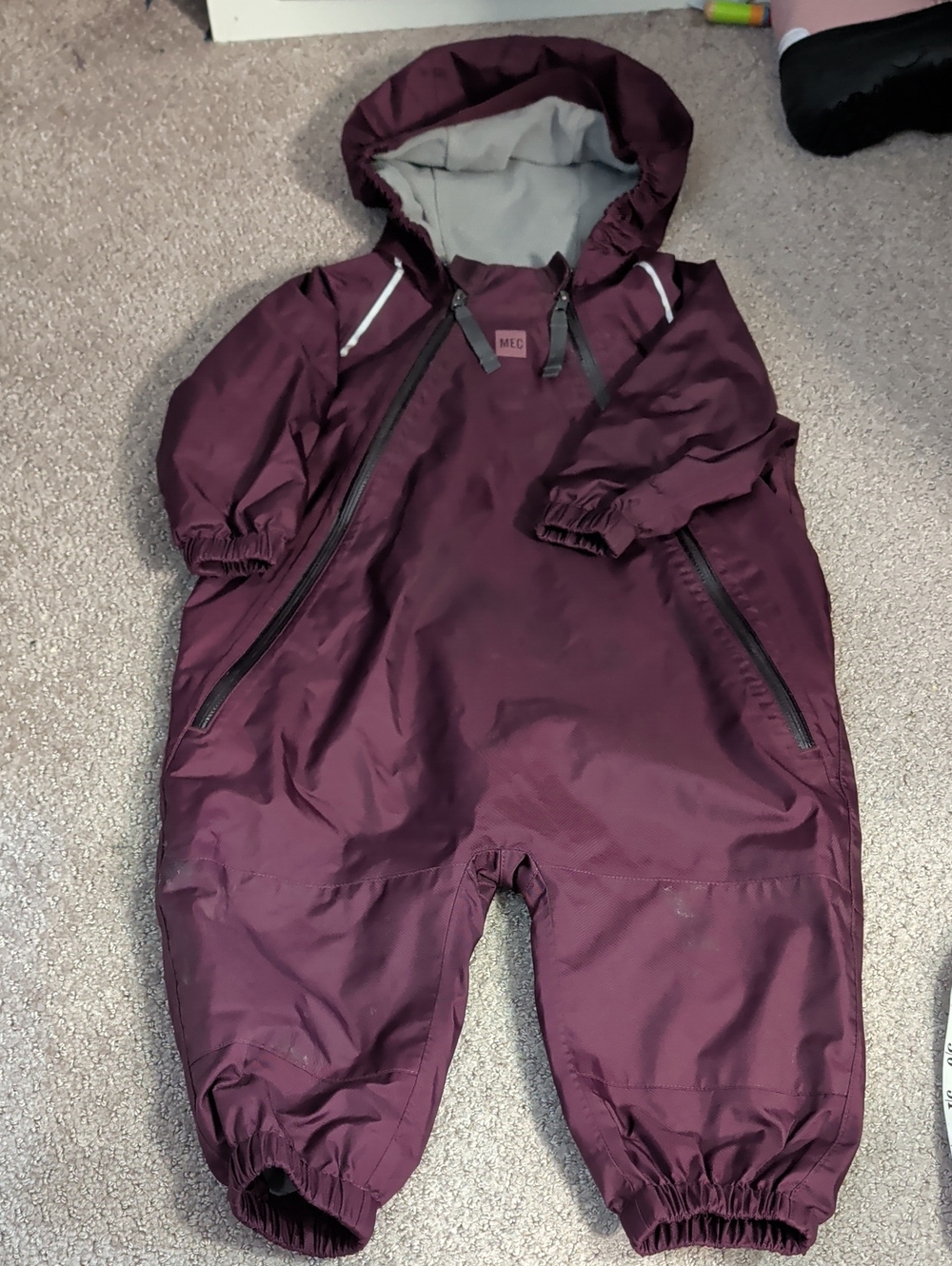 MEC Baby Plum Hooded One-Piece Fleece Lined Rainsuit 1T